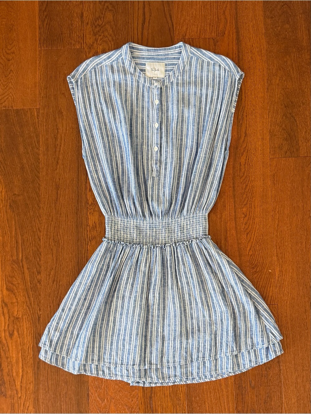 Rails Angelina Smocked Waist Minidress In Cascade Stripe M - Picture 2 of 6